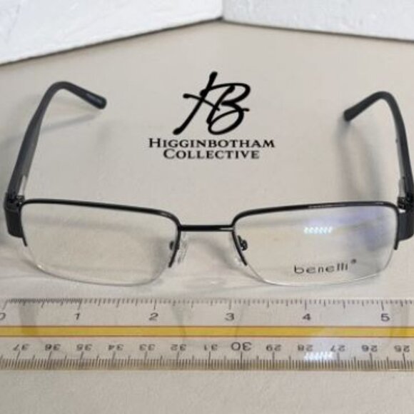 New BENELLI Eyeglasses Frames B102 55-19-145 Color Gun Half Rim w/ Sleeve - Picture 5 of 14